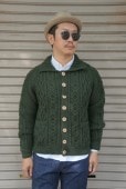 INVERALLAN 3A BUTTON DOWN CARDIGAN -OLIVE-