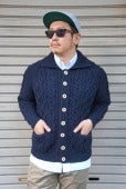 INVERALLAN 3A BUTTON DOWN CARDIGAN -NAVY-