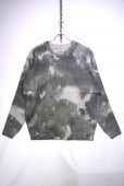 TOWN CRAFT TIE DYE CREW NECK SWEATER ACRYLIC SHAGGY JACQUARD -BLACK CAMO- TC20F021