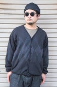 BURLAP OUTFITTERARGYLE FLEECE CARDIGAN -ALL BLACK- BO030031