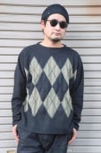 BURLAP OUTFITTERARGYLE FLEECE CREW TOP -BLACK MOSS- BO030048