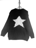 THRIFTY LOOKSTAR KNIT SWEATER -BLACK-