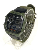 CASIO WORLD TIME -OLIVE NYLON BELT- AE-1200WHB-1BVDF