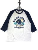 MUSICSUB POP 3/4 SLEEVE BASEBALL TEE RECORD -WHITE NAVY-