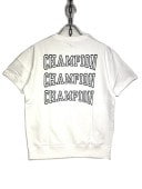 CHAMPION SHORT SLEEVE CREW NECK SWEAT SHIRT -WHITE- C3-X016