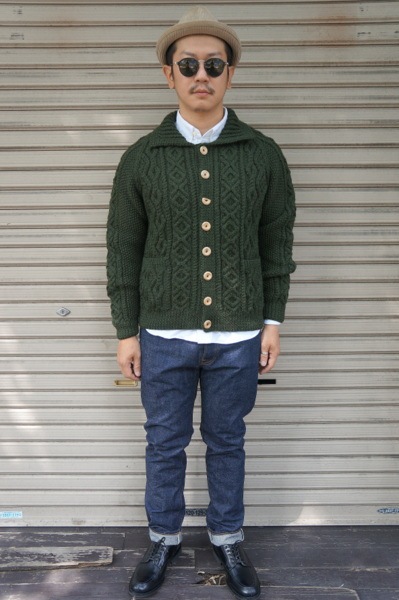 INVERALLAN 3A BUTTON DOWN CARDIGAN -OLIVE-
