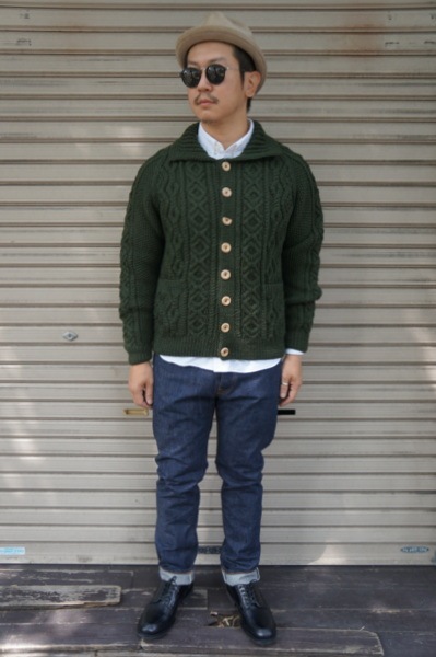 INVERALLAN 3A BUTTON DOWN CARDIGAN -OLIVE-