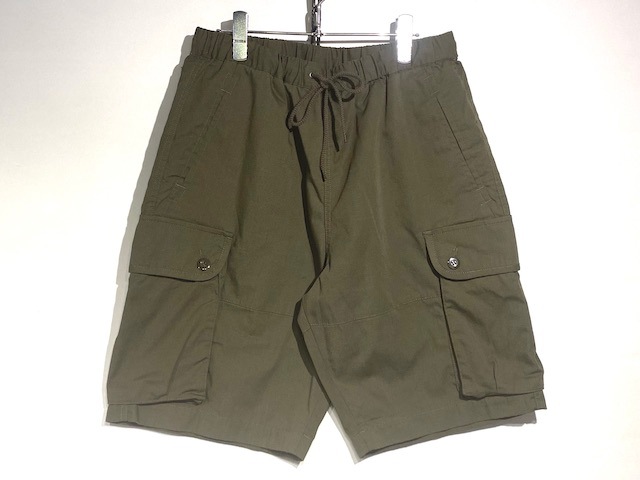 ARMY TWILLCOTTON POLYESTER PLAIN CARGO SHORTS -OLIVE- AM-2315007-