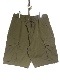 ARMY TWILLCOTTON POLYESTER PLAIN CARGO SHORTS -OLIVE- AM-2315007-