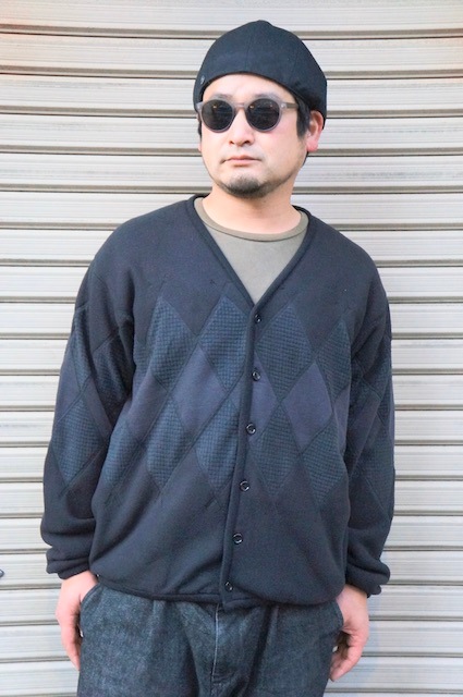 BURLAP OUTFITTERARGYLE FLEECE CARDIGAN -ALL BLACK- BO030031