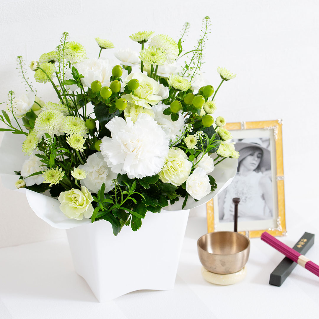 お供え生花アレンジ 想蒼 線香セット