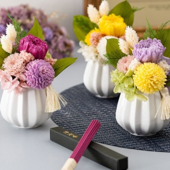 お供え花プリザーブドフラワーアレンジ プリエール 線香セット