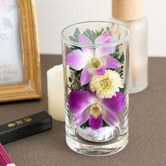 お供え グラスフラワー 虹の橋を渡るペットに お線香付