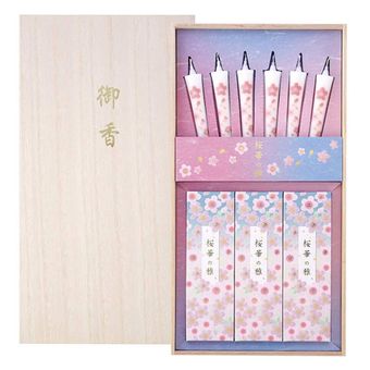 桜華の雅　-お線香とローソクのセット-