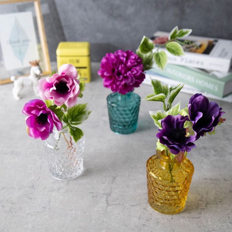 アートフラワー付き ハンドカット風ガラスベース