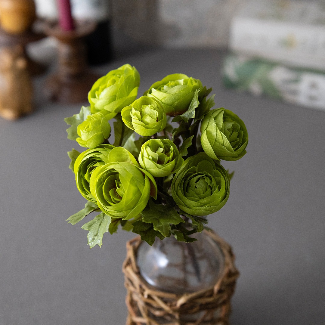 【アートフラワー】アートフラワー ラナンキュラス × ラタンガラスベース付き