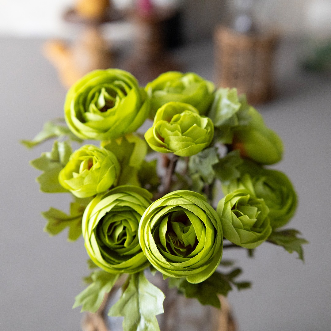 【アートフラワー】アートフラワー ラナンキュラス × ラタンガラスベース付き