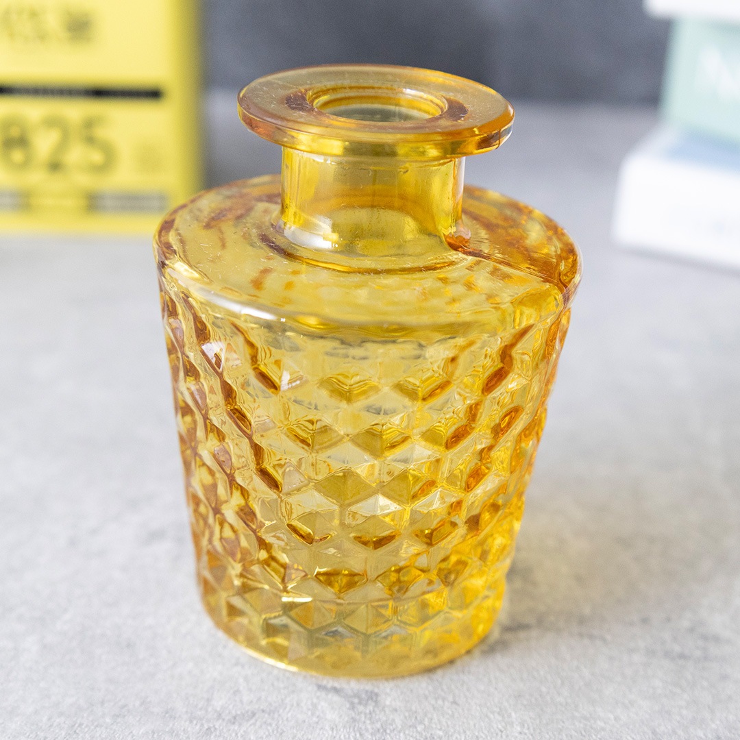 アートフラワー付き ハンドカット風ガラスベース