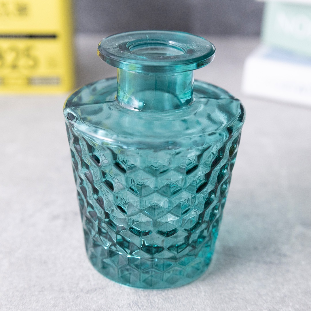 アートフラワー付き ハンドカット風ガラスベース