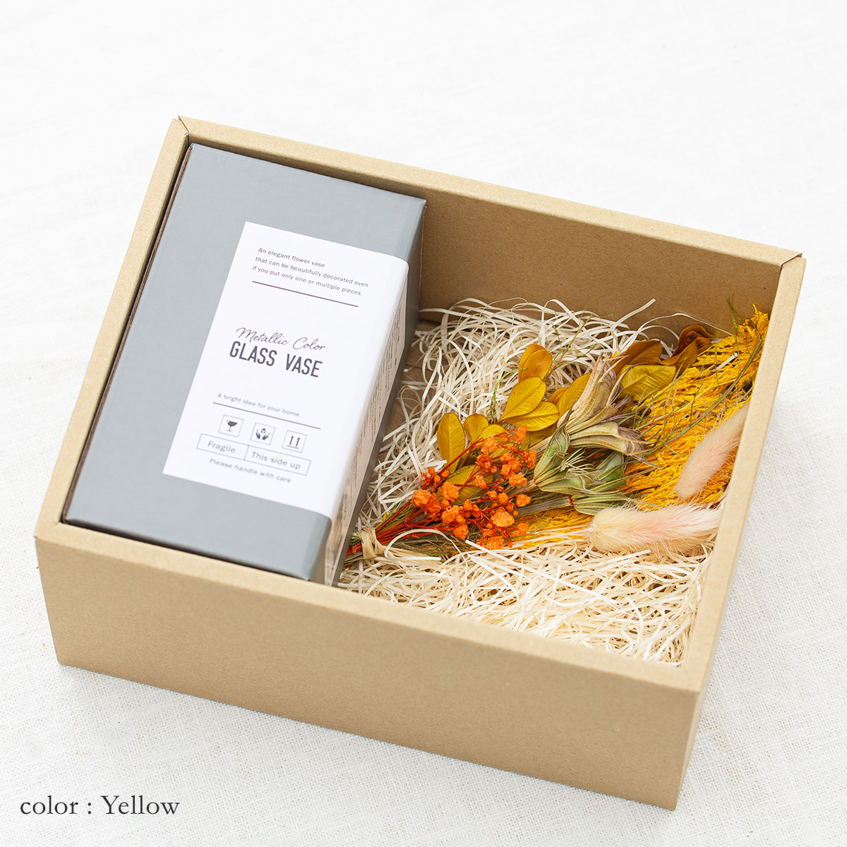 すぐに飾れるドライフラワーと花瓶のセット