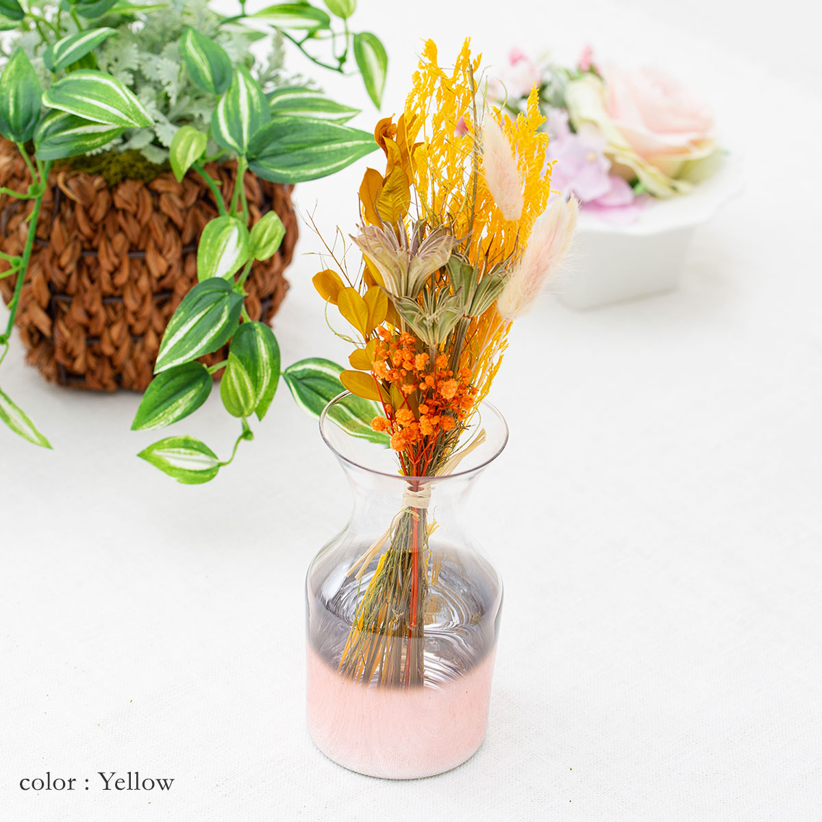 すぐに飾れるドライフラワーと花瓶のセット