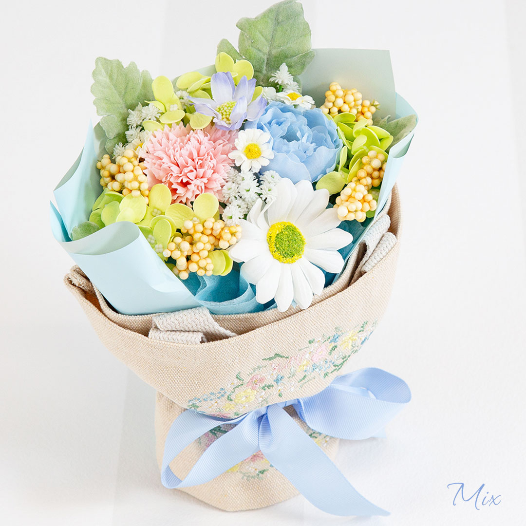 ソープフラワー フラワーギフト 刺繍トートバッグ付ブーケ