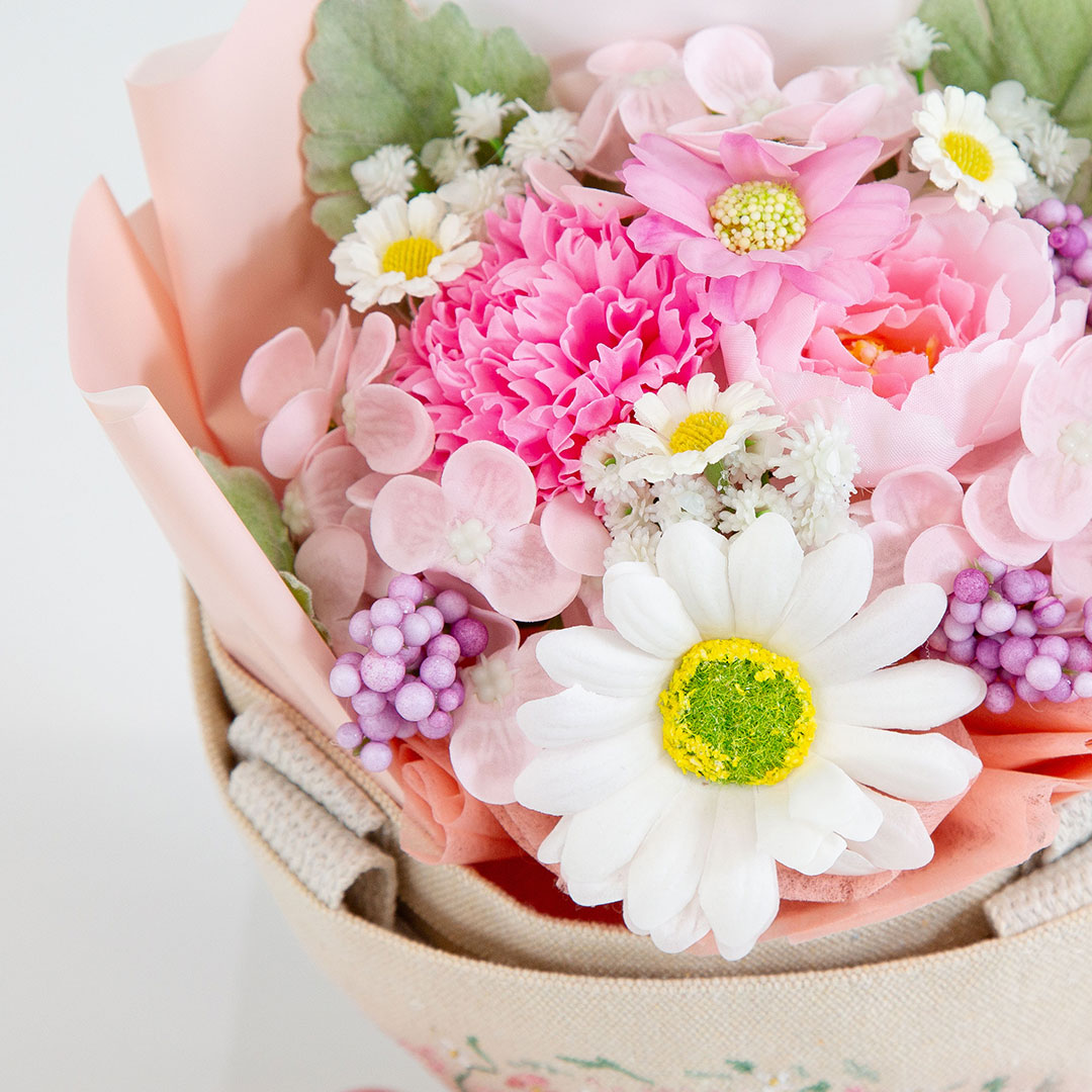 ソープフラワー フラワーギフト 刺繍トートバッグ付ブーケ
