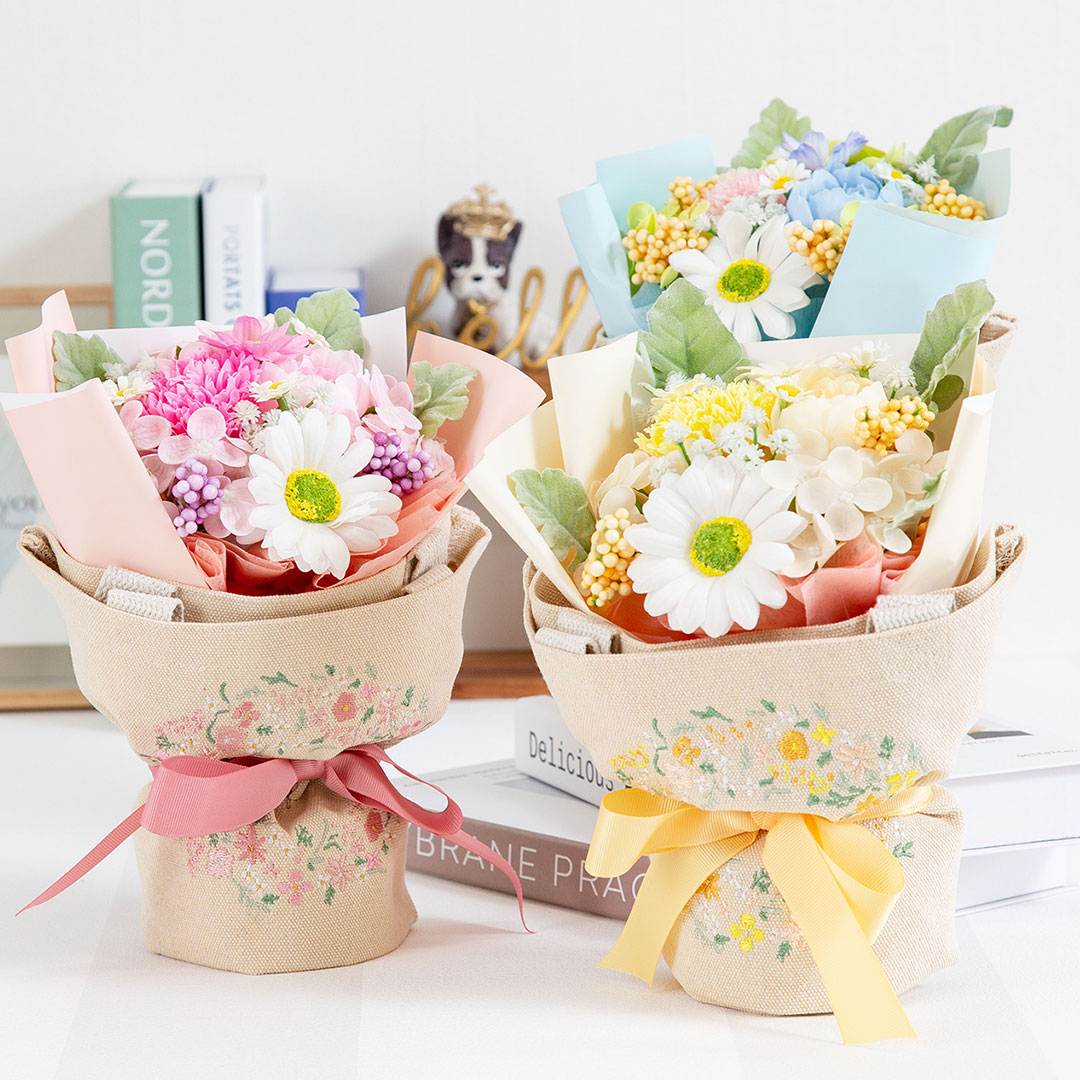 ソープフラワー フラワーギフト 刺繍トートバッグ付ブーケ