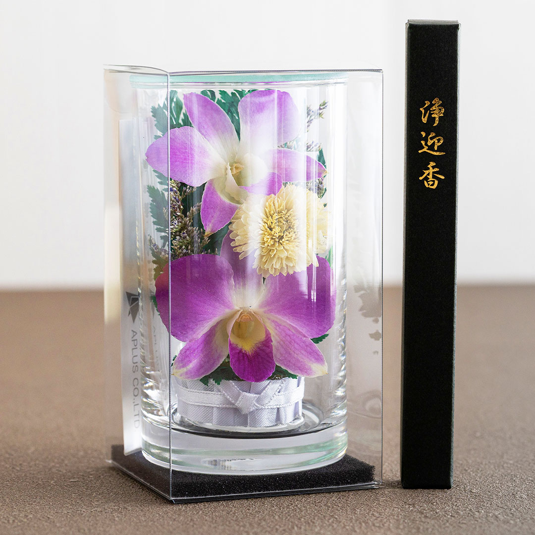 お供え グラスフラワー 虹の橋を渡るペットに お線香付