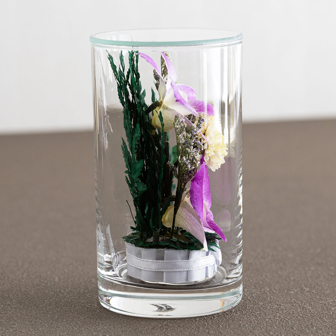 お供え グラスフラワー 虹の橋を渡るペットに お線香付