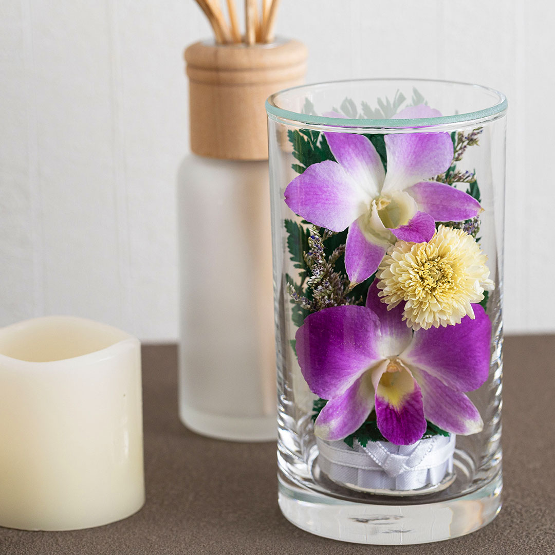 お供え グラスフラワー 虹の橋を渡るペットに お線香付