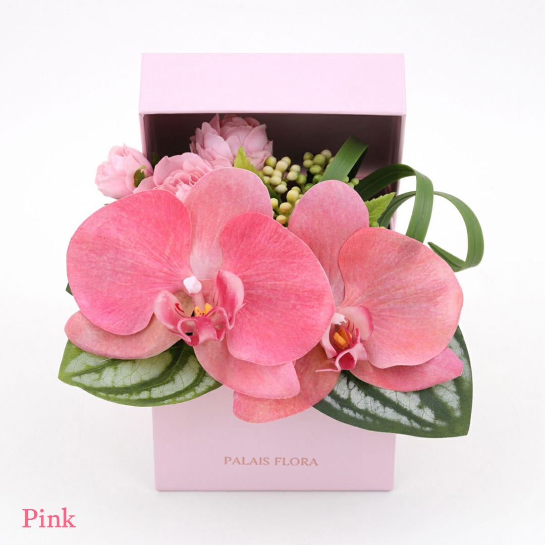 アーティフィシャルフラワー 華やかなプレゼントBOX 幸せの胡蝶蘭