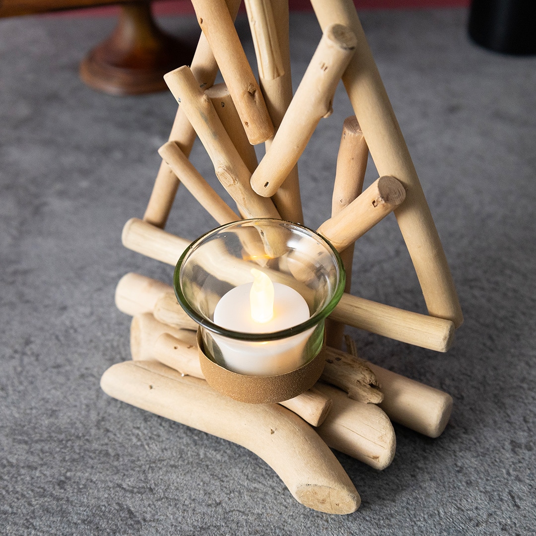 ナチュラルウッド クリスマスツリーオブジェ　ホルダー付き