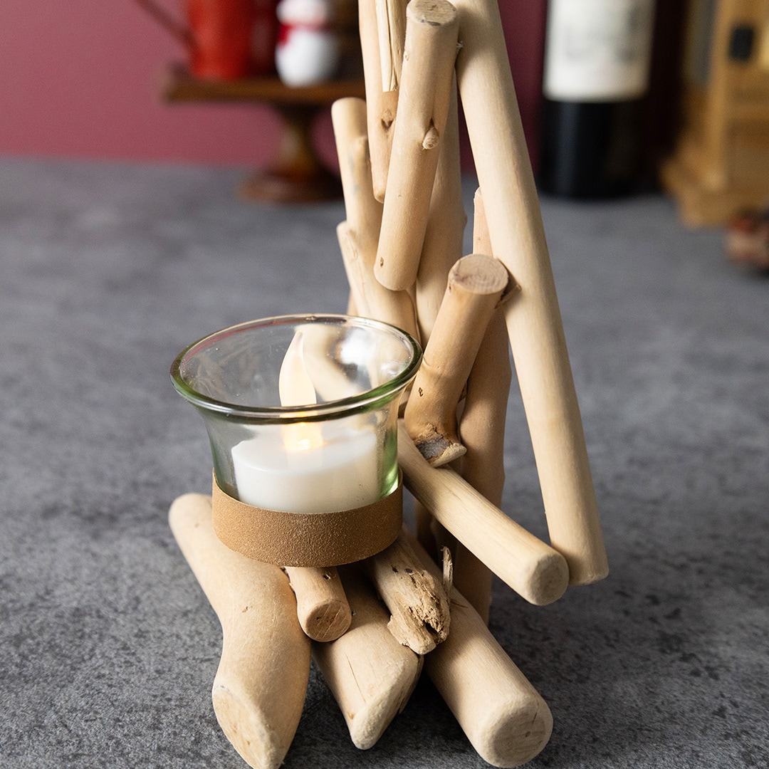 ナチュラルウッド クリスマスツリーオブジェ　ホルダー付き