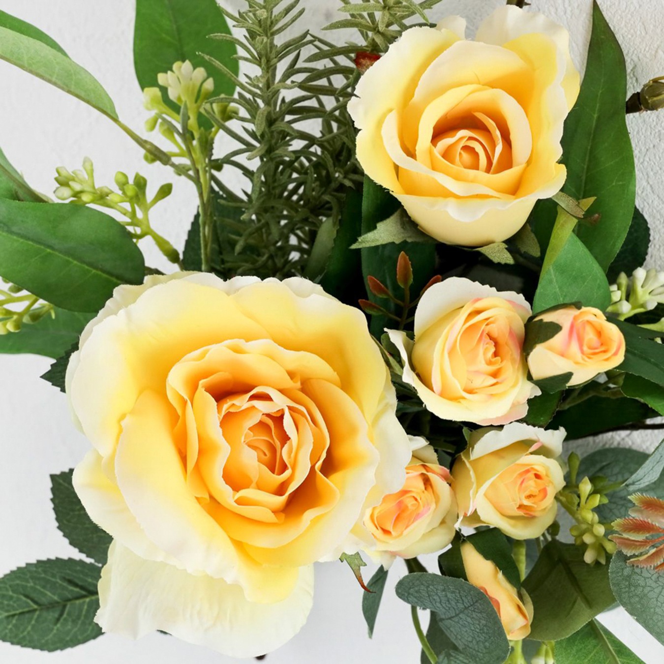 アーティフィシャルフラワー 爽やかな壁掛け イエローローズ