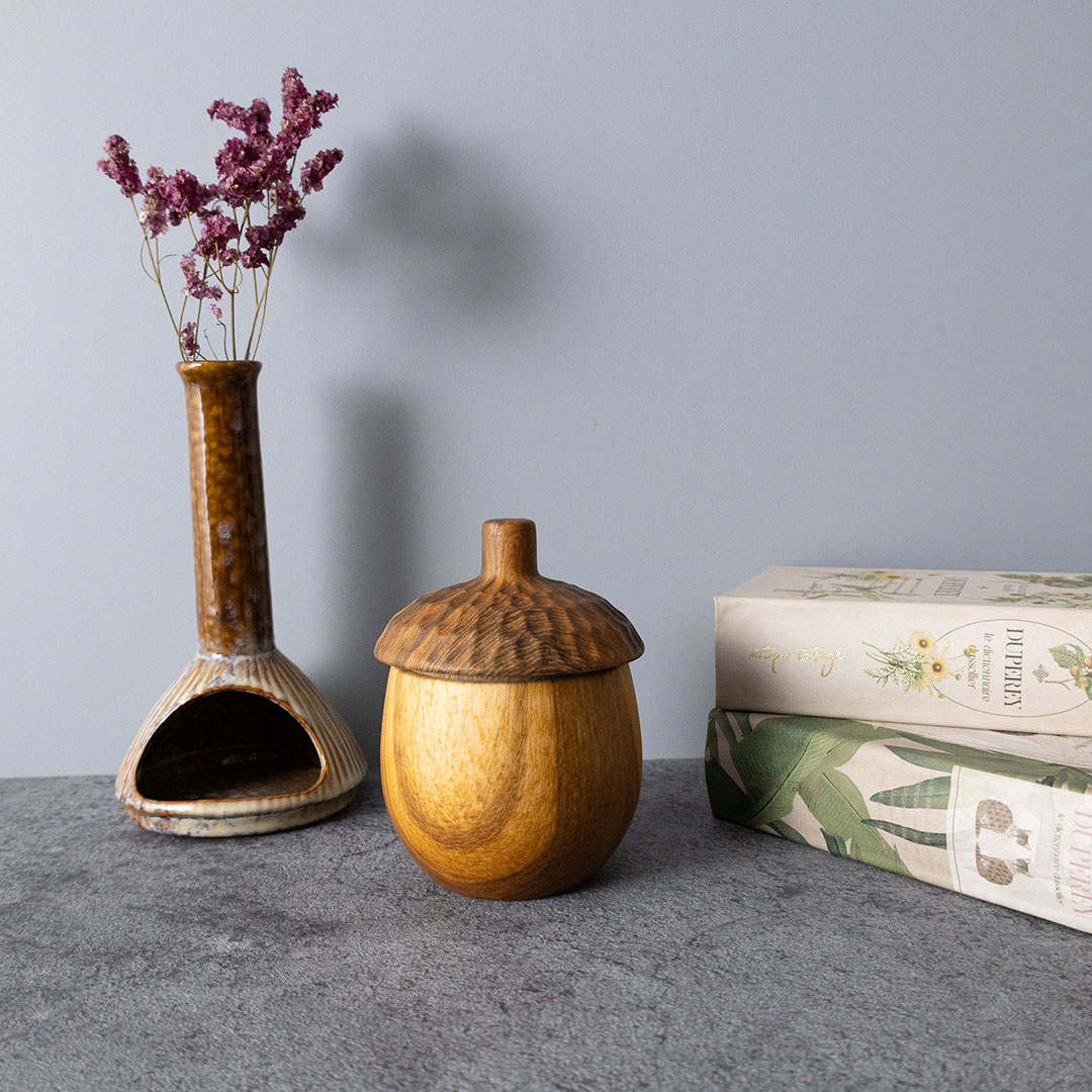 【Wood grain Vessel Acorn】ウッドグレイン ヴェセル エイコーン  どんぐり ポット 小物入れ Mサイズ