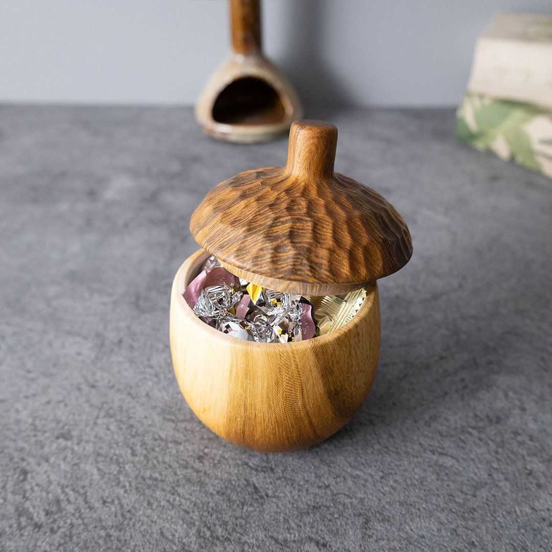 【Wood grain Vessel Acorn】ウッドグレイン ヴェセル エイコーン  どんぐり ポット 小物入れ Mサイズ