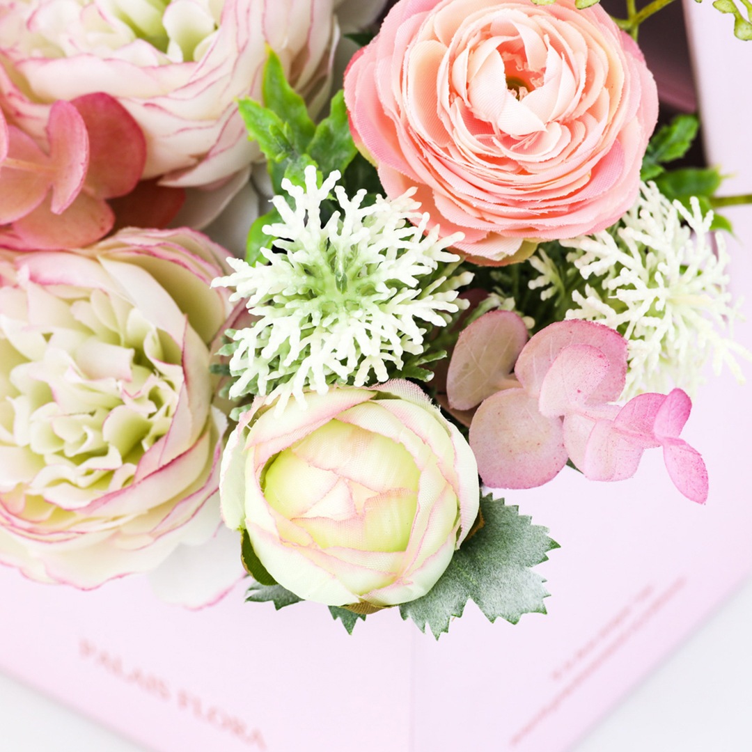 アーティフィシャルフラワー 華やかなプレゼントBOX ラナンキュラス