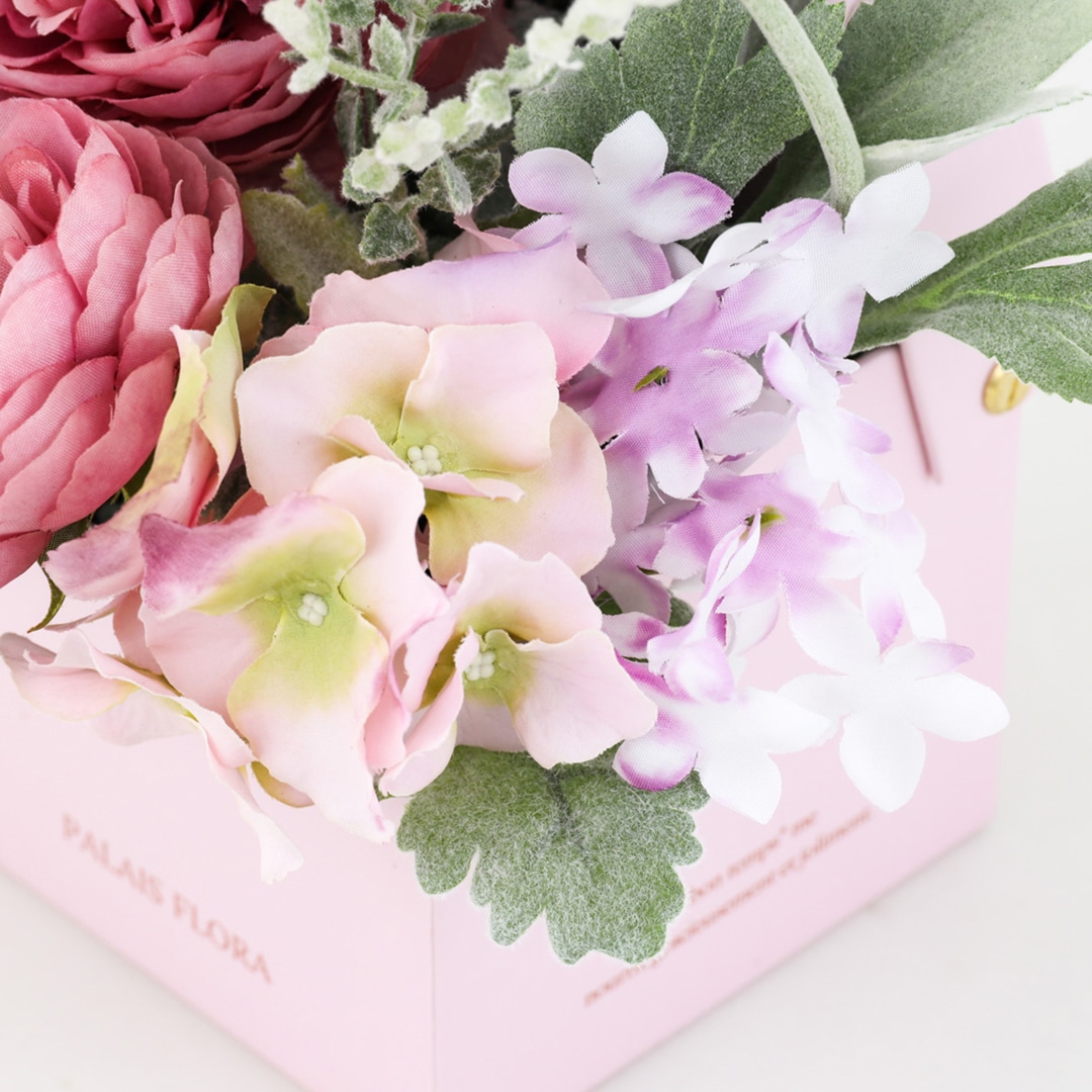 アーティフィシャルフラワー 華やかなプレゼントBOX ラナンキュラス