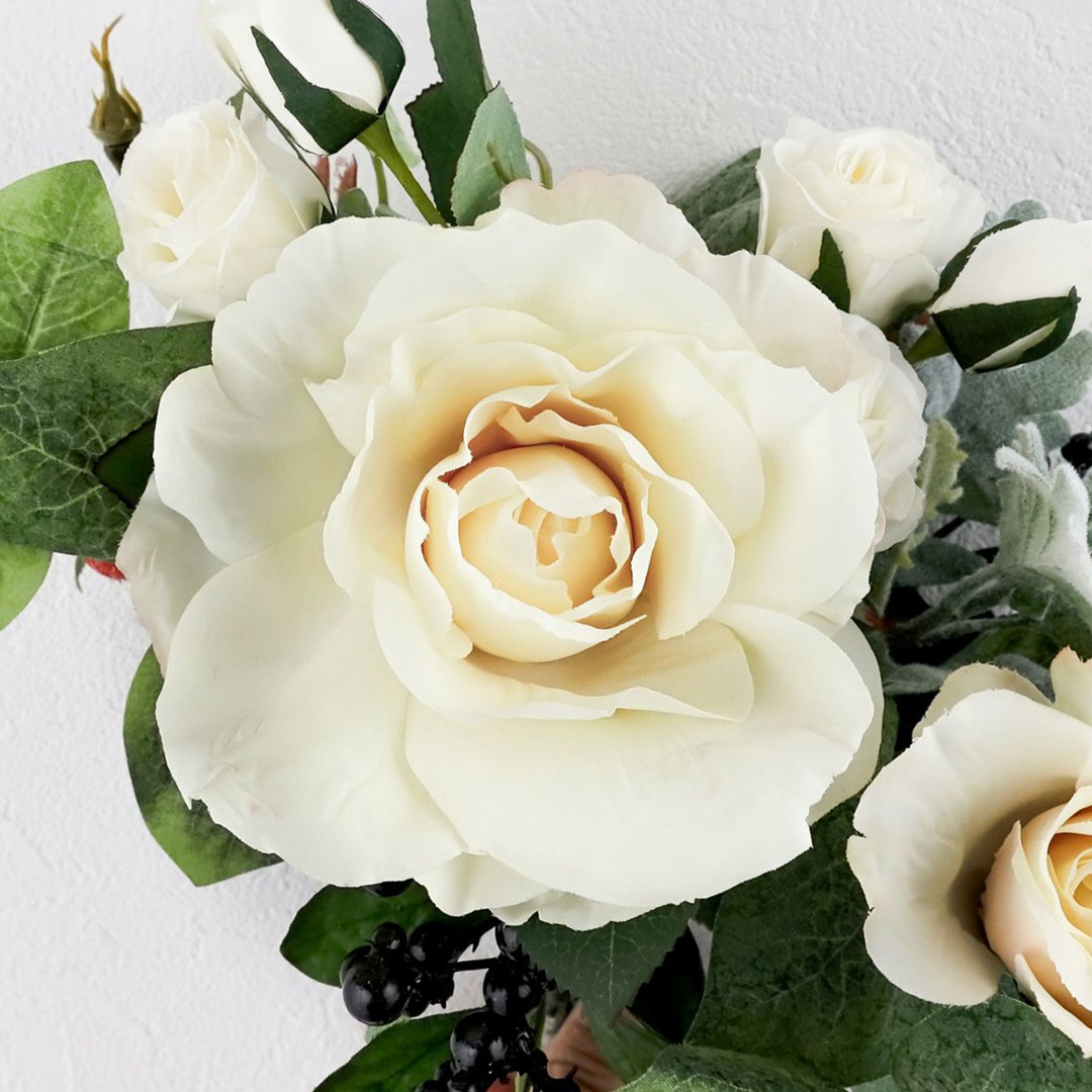 アーティフィシャルフラワー 高級感漂う壁掛け ホワイトローズ