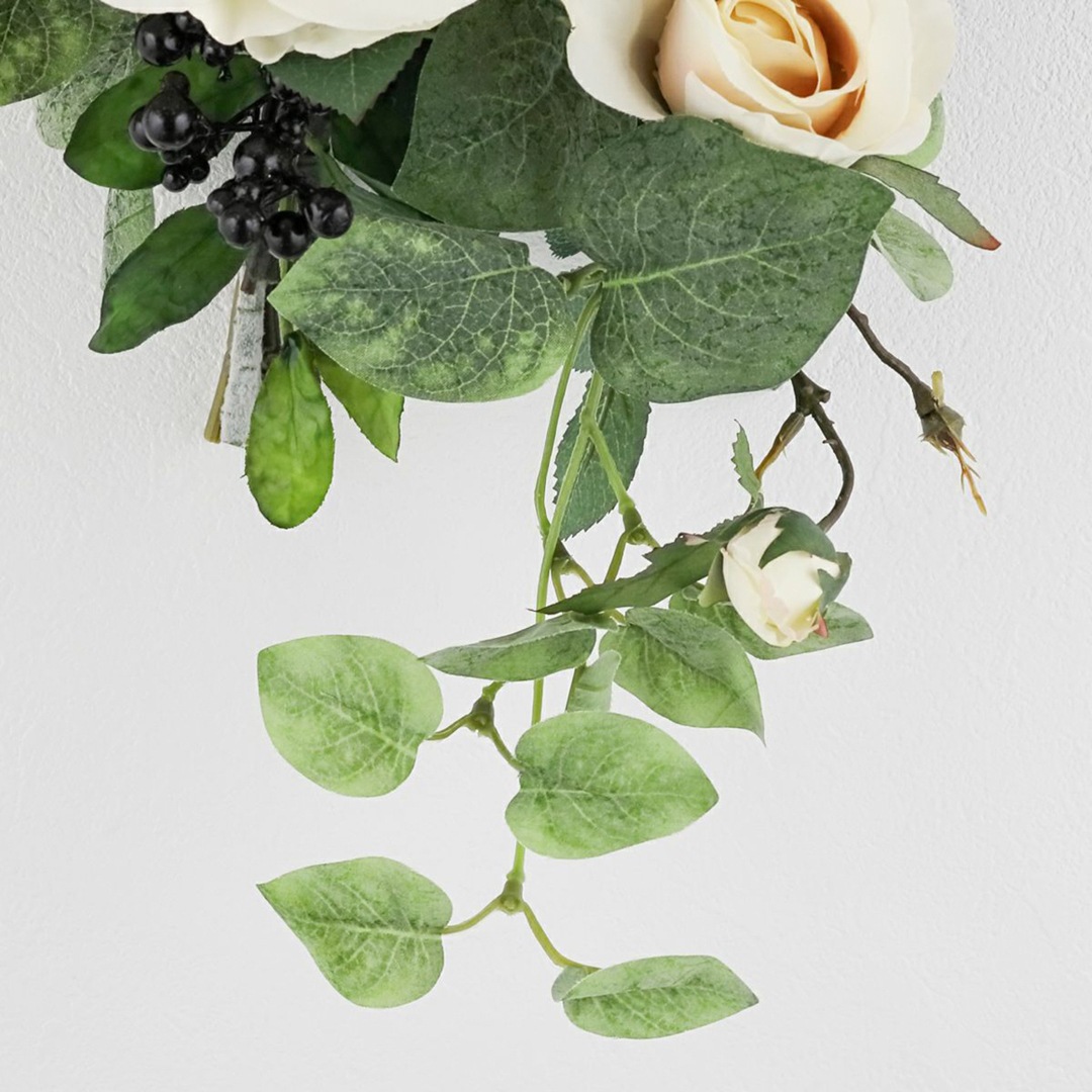 アーティフィシャルフラワー 高級感漂う壁掛け ホワイトローズ