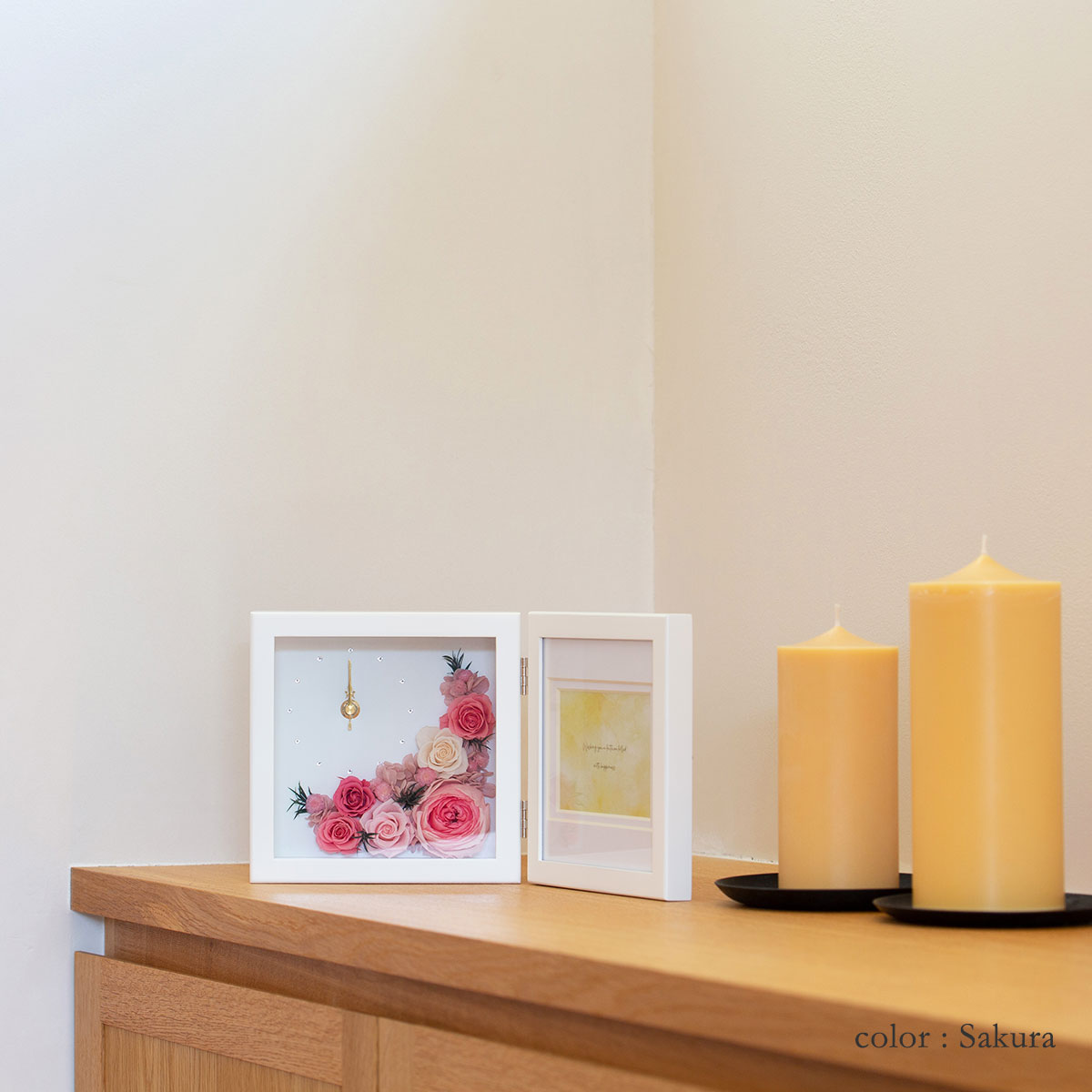 時計付プリザーブドフラワー セレブレ