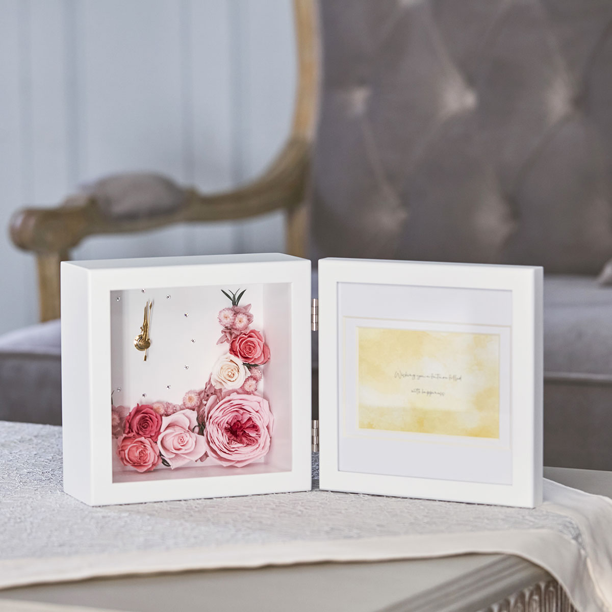 時計付プリザーブドフラワー セレブレ