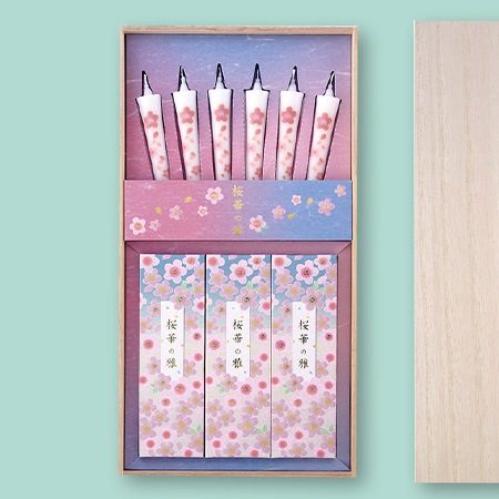 桜華の雅　-お線香とローソクのセット-