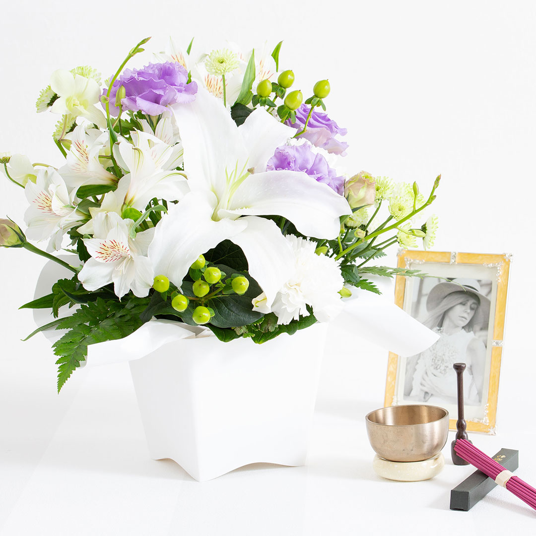 お供え生花アレンジ 想悠 線香セット