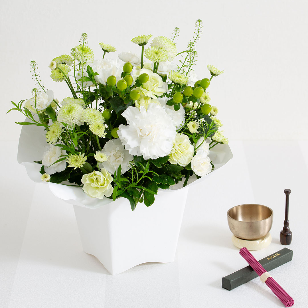 お供え生花アレンジ 想蒼 線香セット