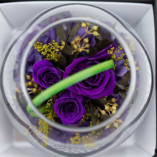 運気UP 風水グラスプリザーブドフラワー