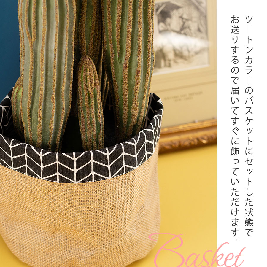 柱サボテンバスケット フェイクグリーン