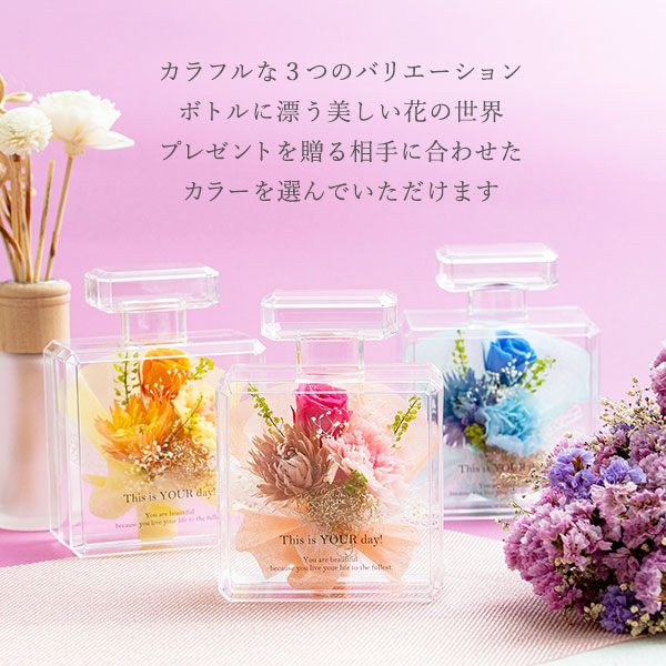 Palem 香水瓶で飾る可愛いお花ギフト