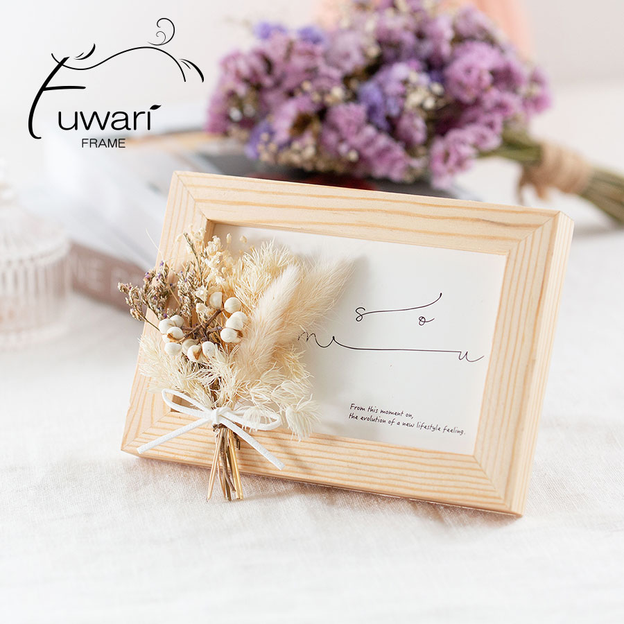 ドライフラワー＆プリザーブドフラワーフレームアレンジセット「フワリ」